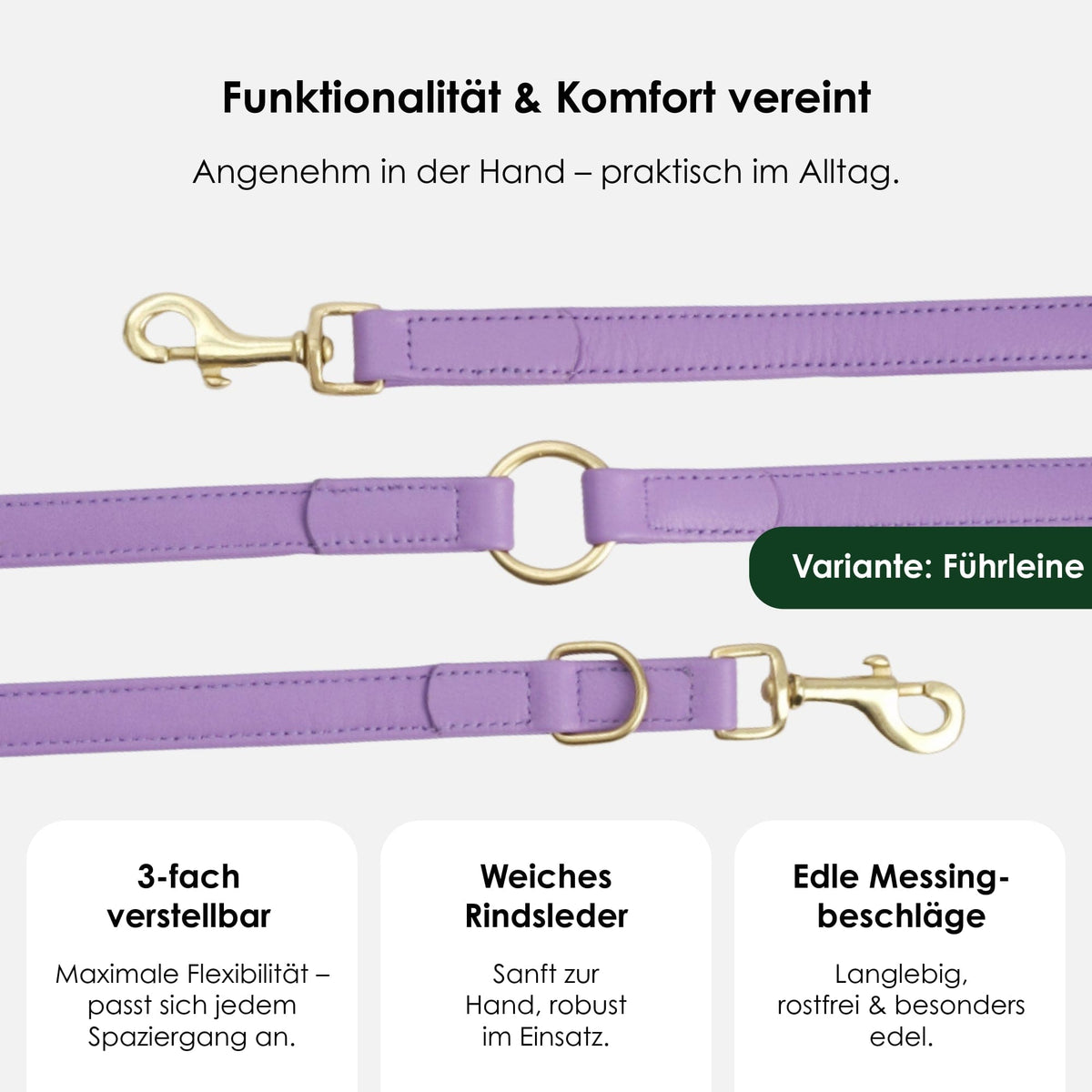 William Walker Vysoce kvalitní kožené vodítko pro psa Lavender (fialové)