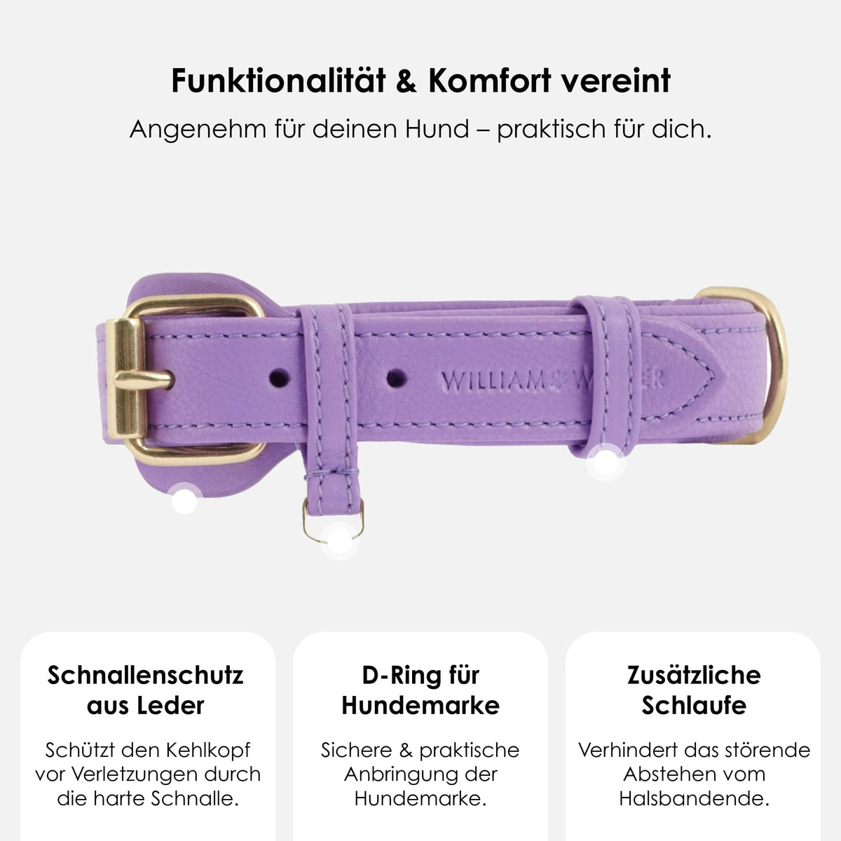 William Walker Kožený obojek pro psa Lavender (fialový)