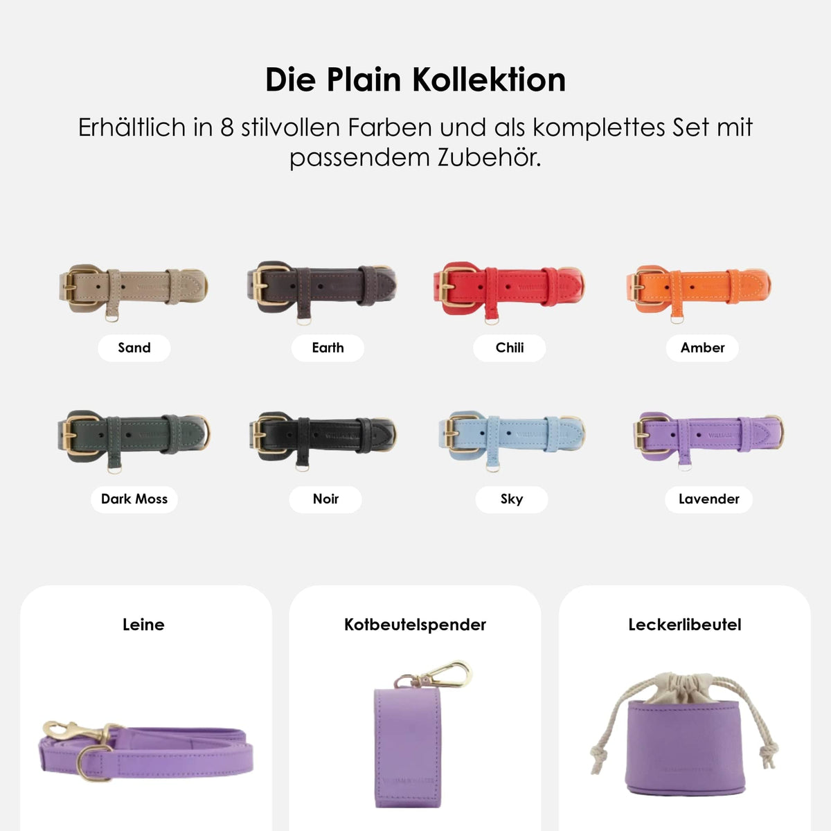 William Walker Kožený obojek pro psa Lavender (fialový)